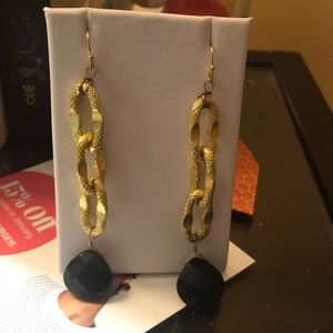 Gold and Black Chainlink Dangle Earrings